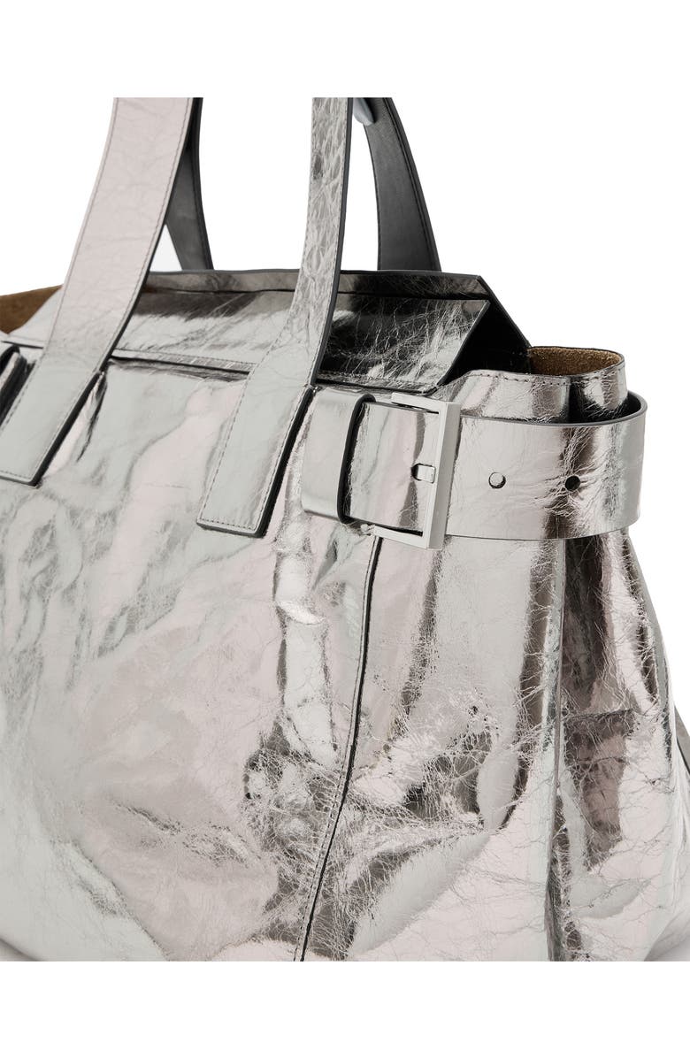 AllSaints Perez Metallic Leather Shoulder Tote, Alternate, color,