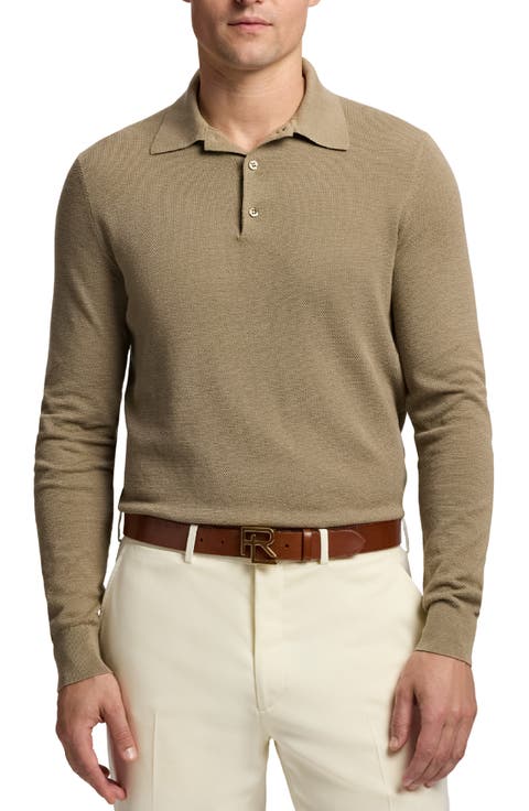 Long Sleeve Mulberry Silk & Cotton Polo Sweater