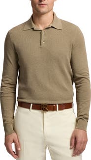 Ralph Lauren Purple Label Long Sleeve Mulberry Silk & Cotton Polo Sweater