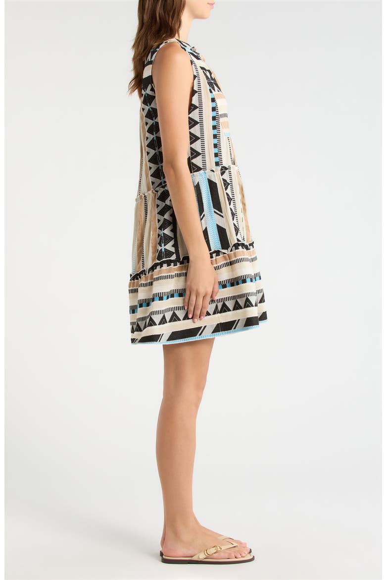 Babydoll Cover-Up Minidress, Alternate, color, NEUTRAL AZTEC
