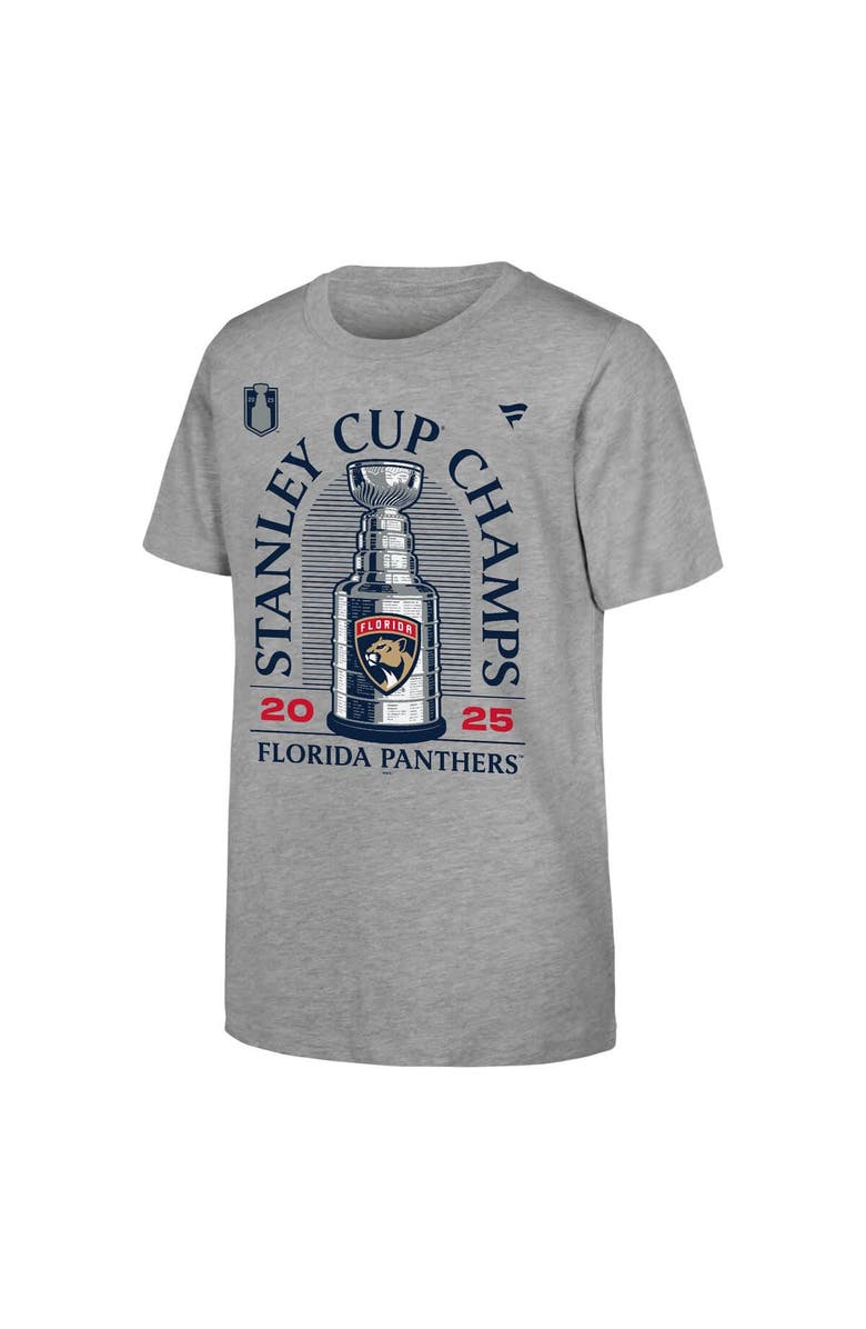FANATICS Youth Fanatics Heather Gray Florida Panthers 2025 Stanley Cup Champions Locker Room T-Shirt, Alternate, color, 