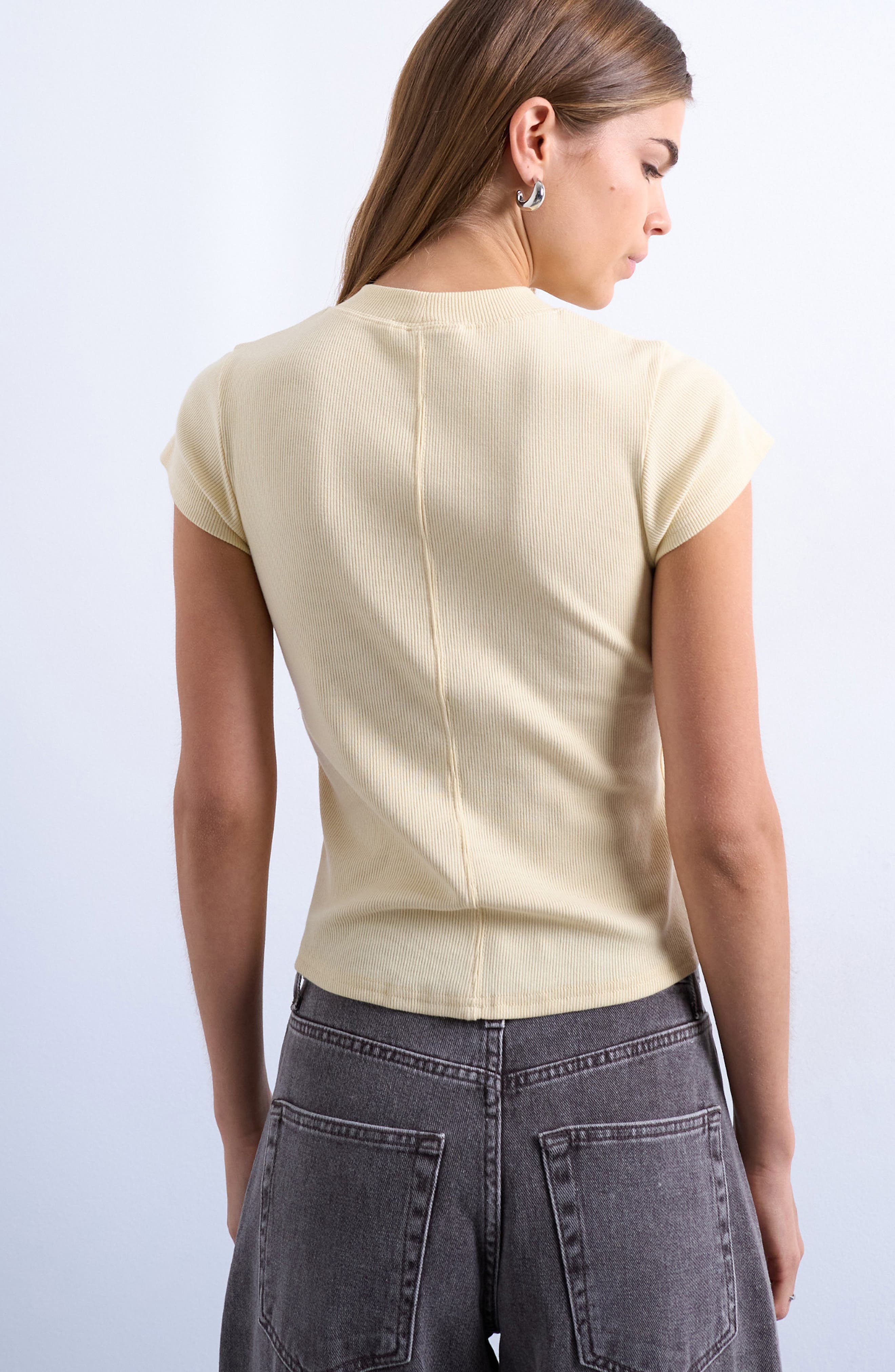 Rib Fitted Stretch Cotton T-Shirt - image 2