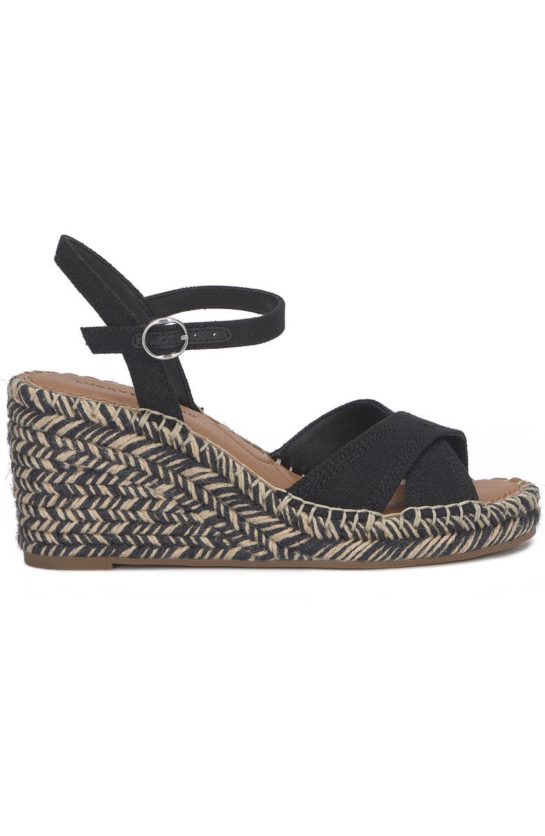 Lucky Brand Candyr Platform Wedge Sandal, Alternate, color, Black Linen