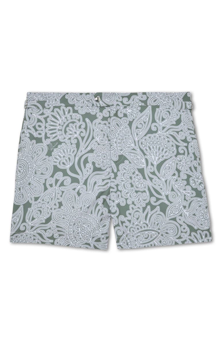 Reiss Fallow Floral Side Adjuster Swim Trunks, Alternate, color, Sage Green