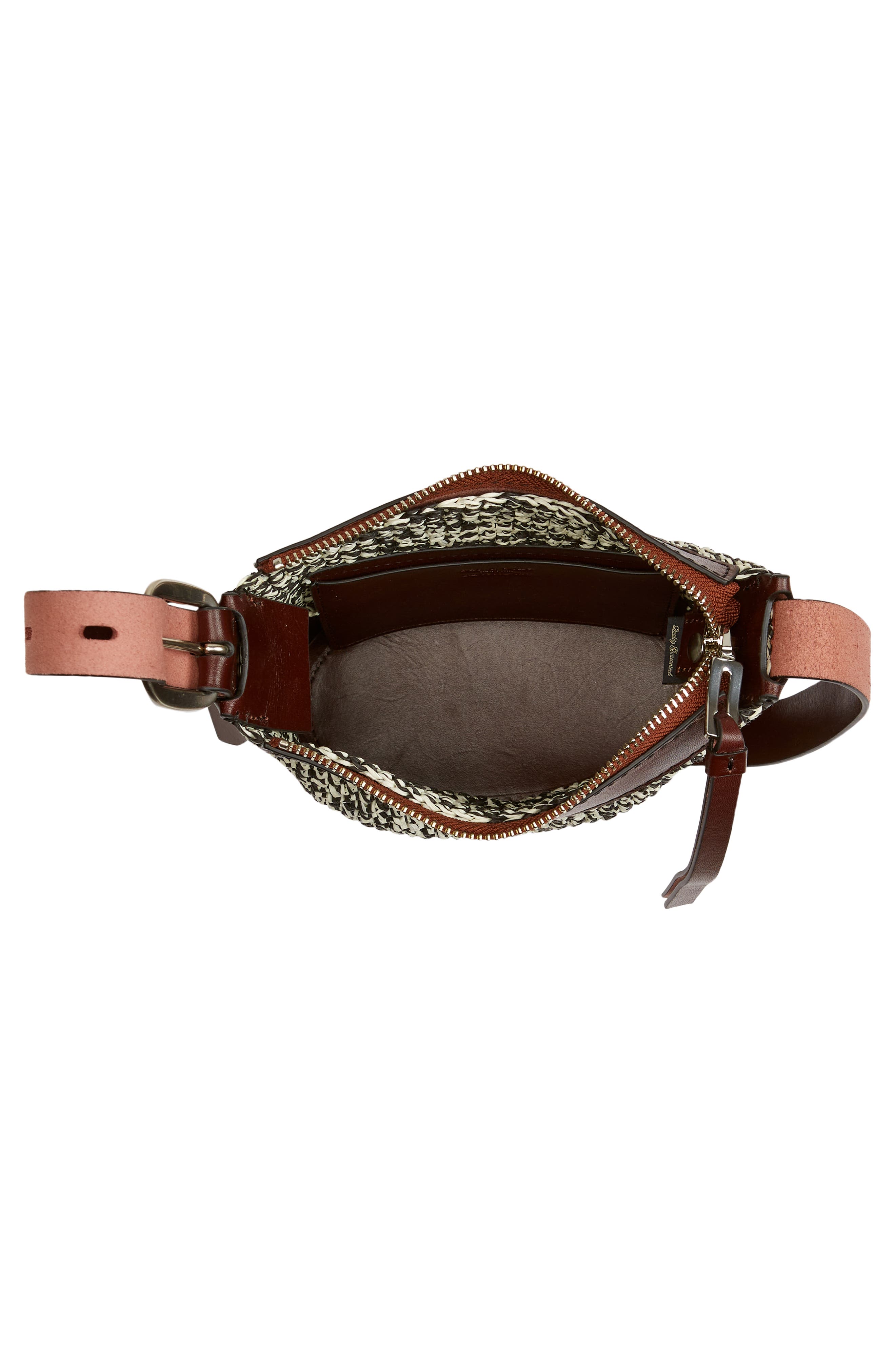 rag & bone Belize Mini Straw & Leather Bucket Bag, Alternate, color, 