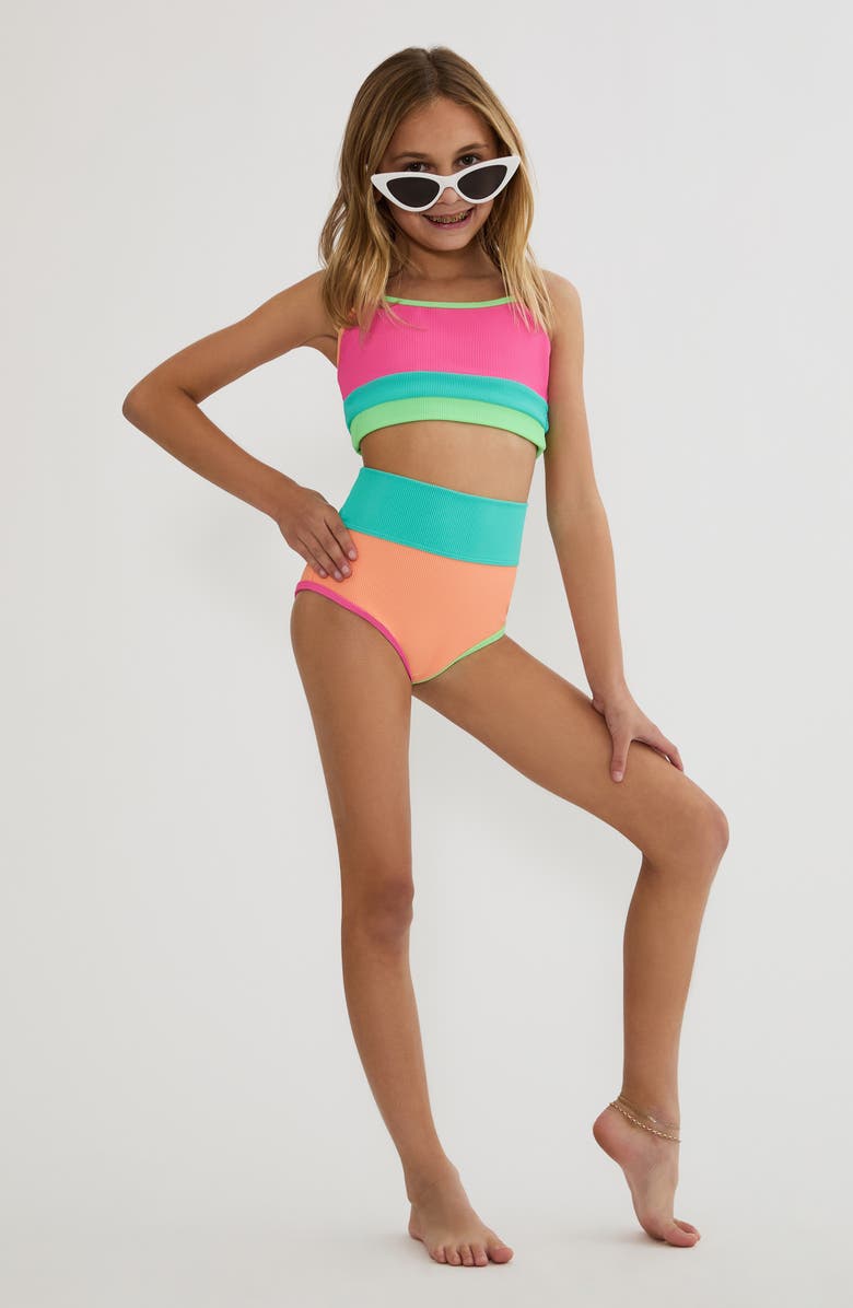 Beach Riot Kids' Little Eva & Emmy Two-Piece Swimsuit, Main, color, Aqua Haze