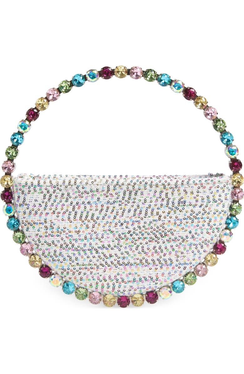 L’alingi Eternity Crystal Embellished Clutch, Main, color, White