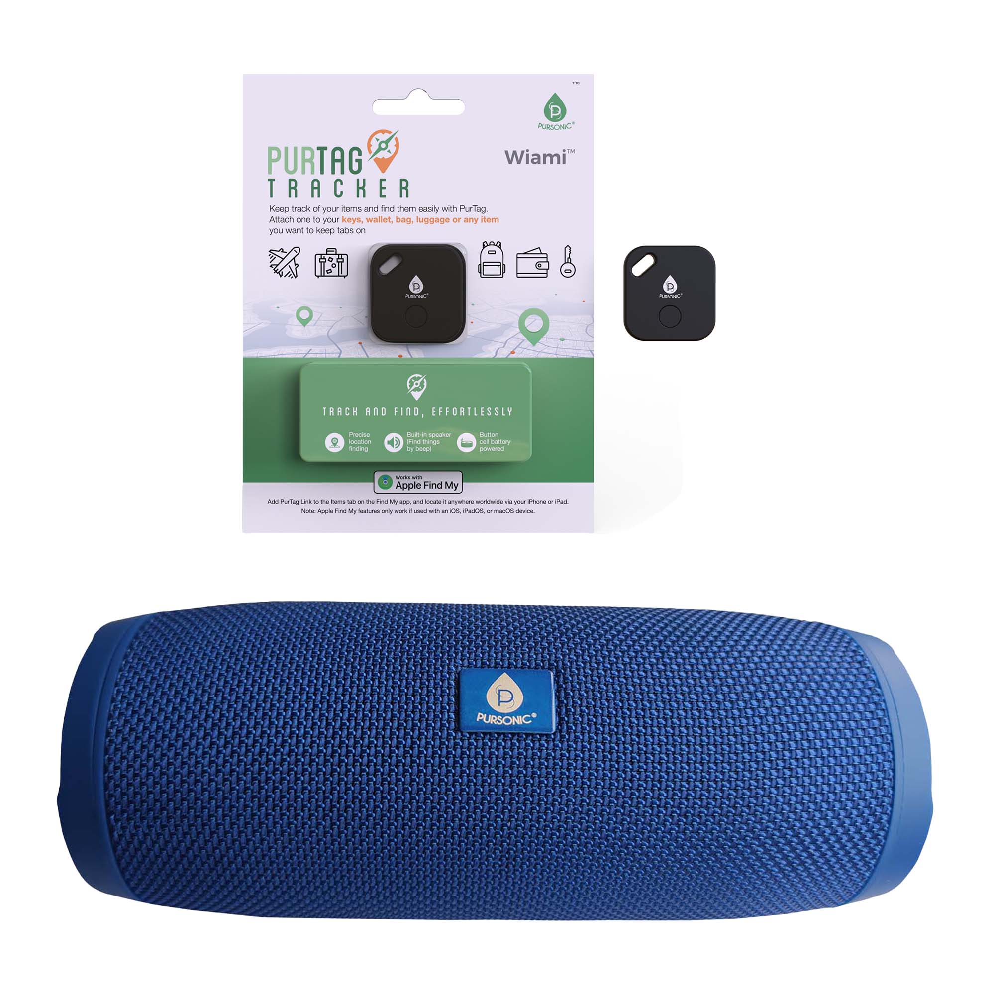 PURSONIC Wireless Audio 
Smart Tracking Essentials Speaker and Purtag Bundle, Main, color, Multicolor