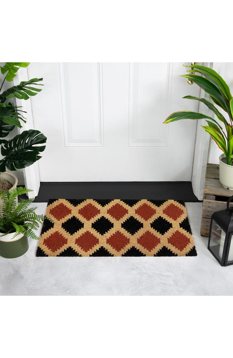 Northlight Diamond Pattern with Cream Accent Autumn Doormat 18" x 30", Alternate, color, Orange