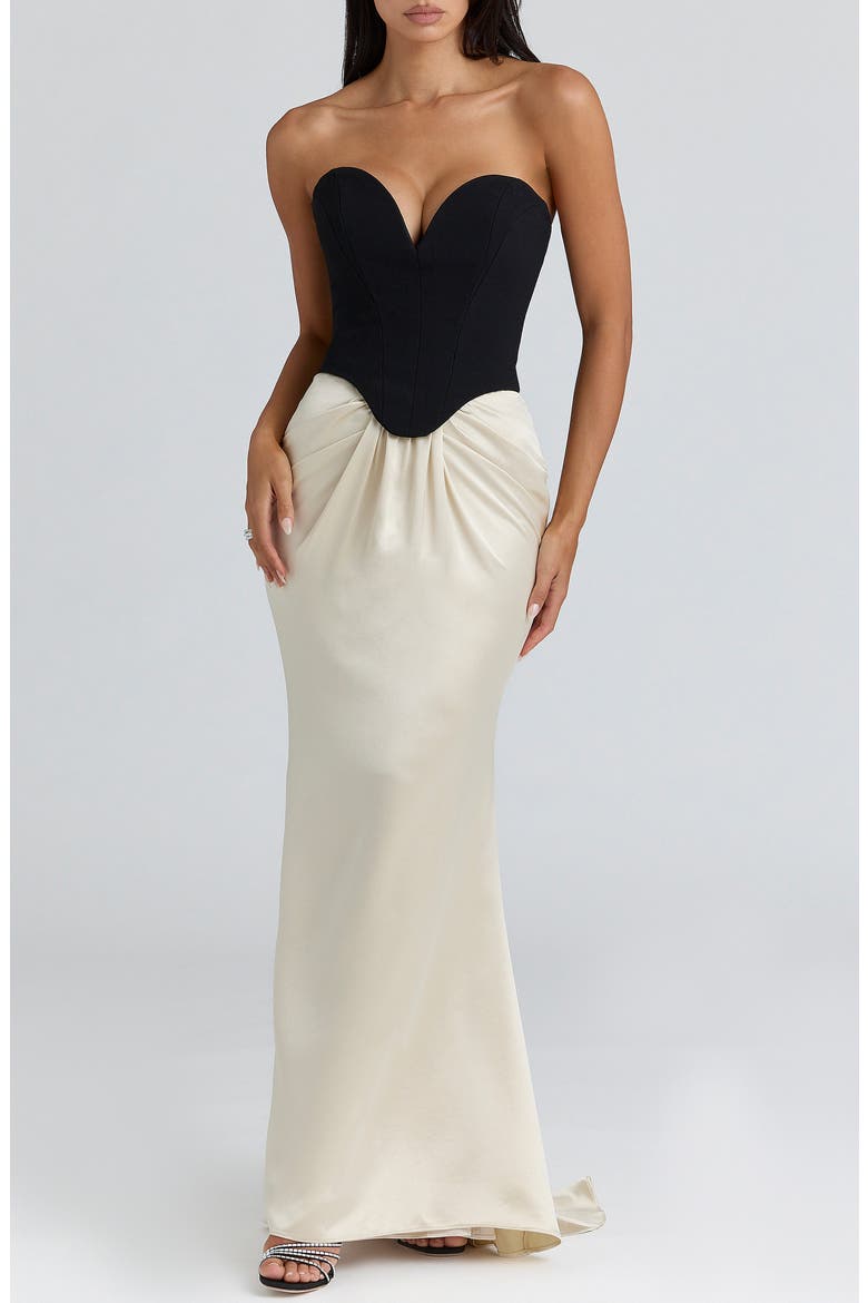 Sorcha Mixed Media Cocktail Dress, Main, color, BLACK CHAMPAGNE