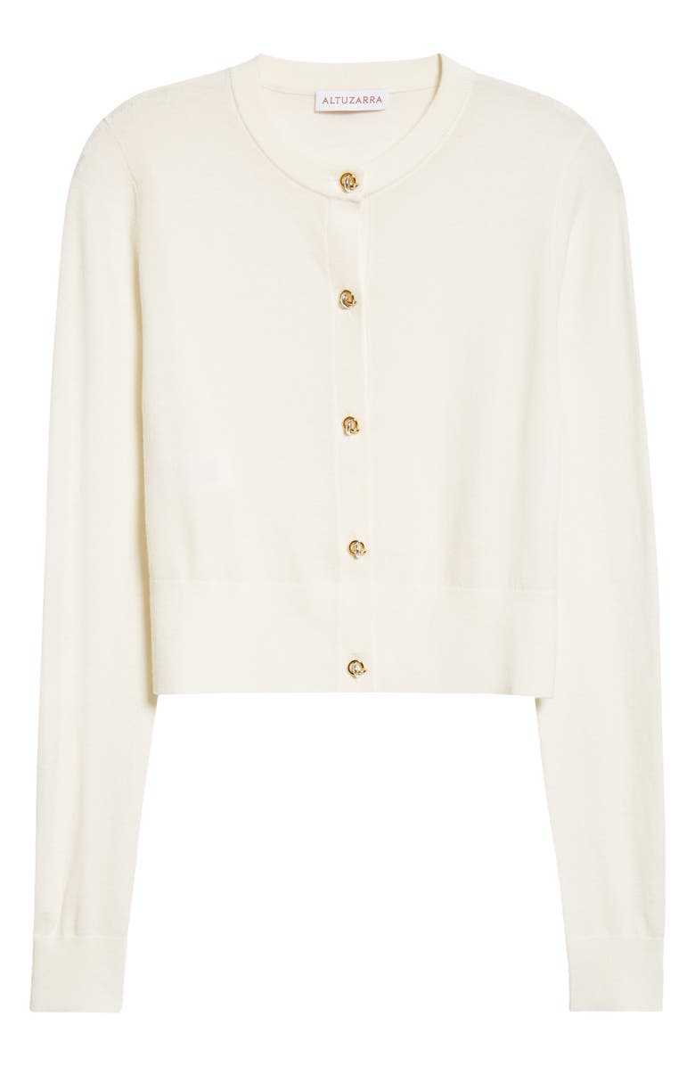 Altuzarra Arlette Merino Wool Blend Cardigan, Alternate, color, Ivory