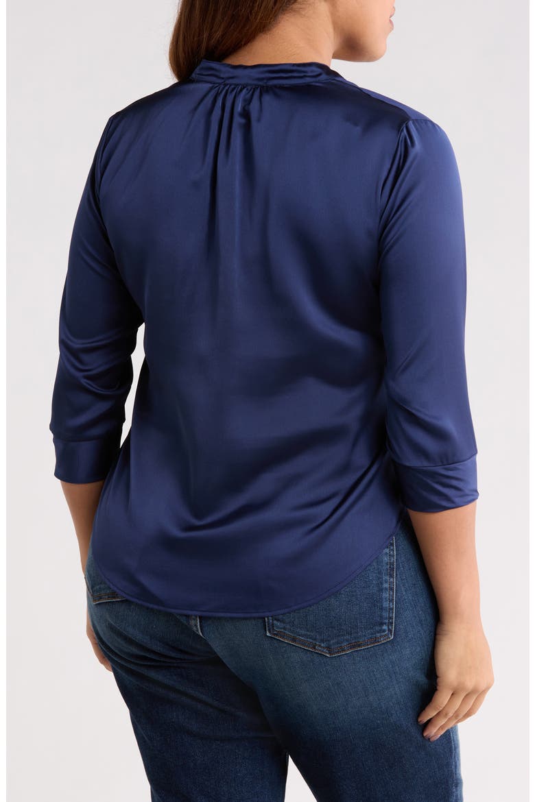 V-Neck Satin Top, Alternate, color, NAVY