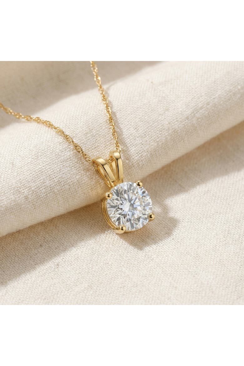 3/4ct Diamond Round Solitaire Necklace 14K Gold Pendant Lab Grown, Alternate, color, 14k Yellow Gold