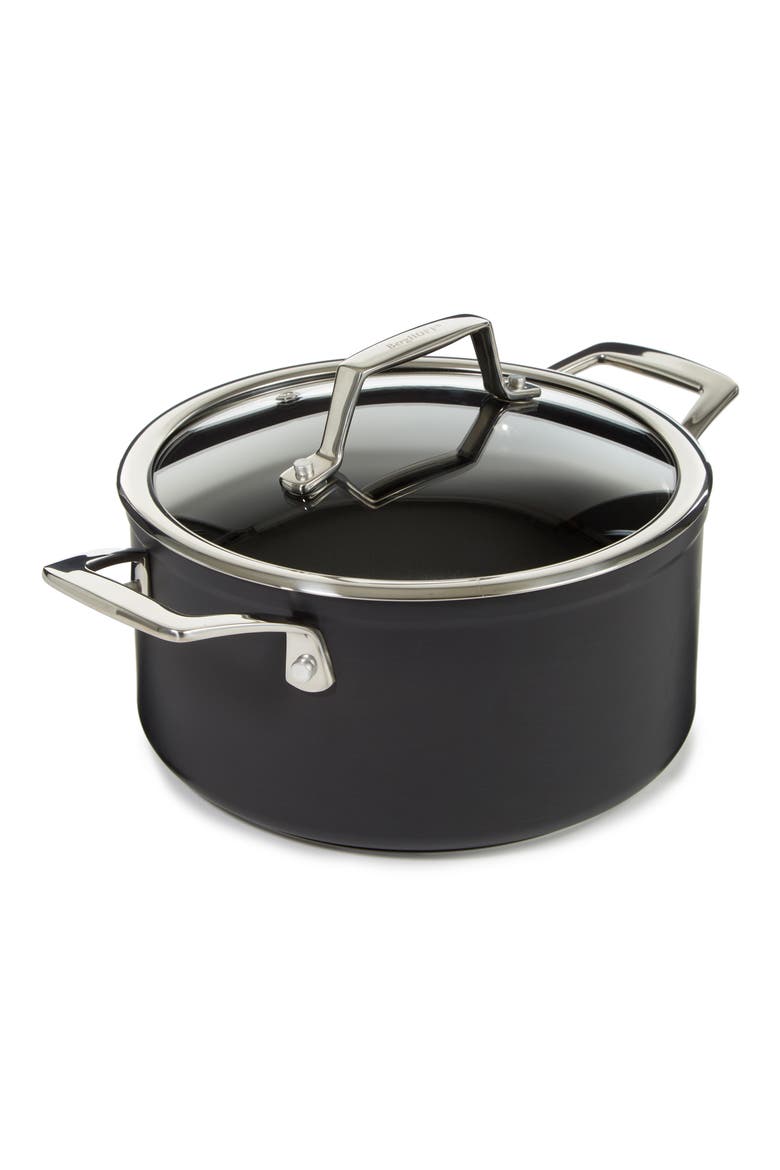 Essentials Hard Anodized 3.3-Quart Nonstick Covered Stockpot, Alternate, color, BLACK