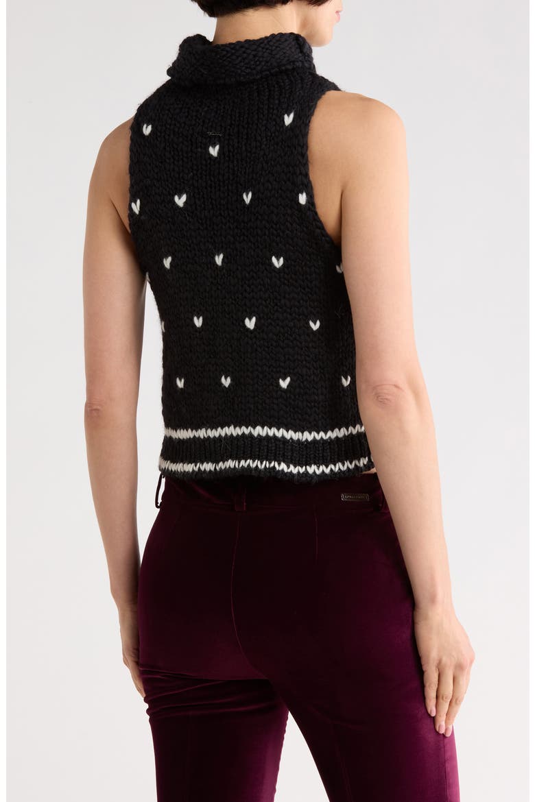 Sleeveless Virgin Wool Sweater, Alternate, color, BLACK/ IVORY