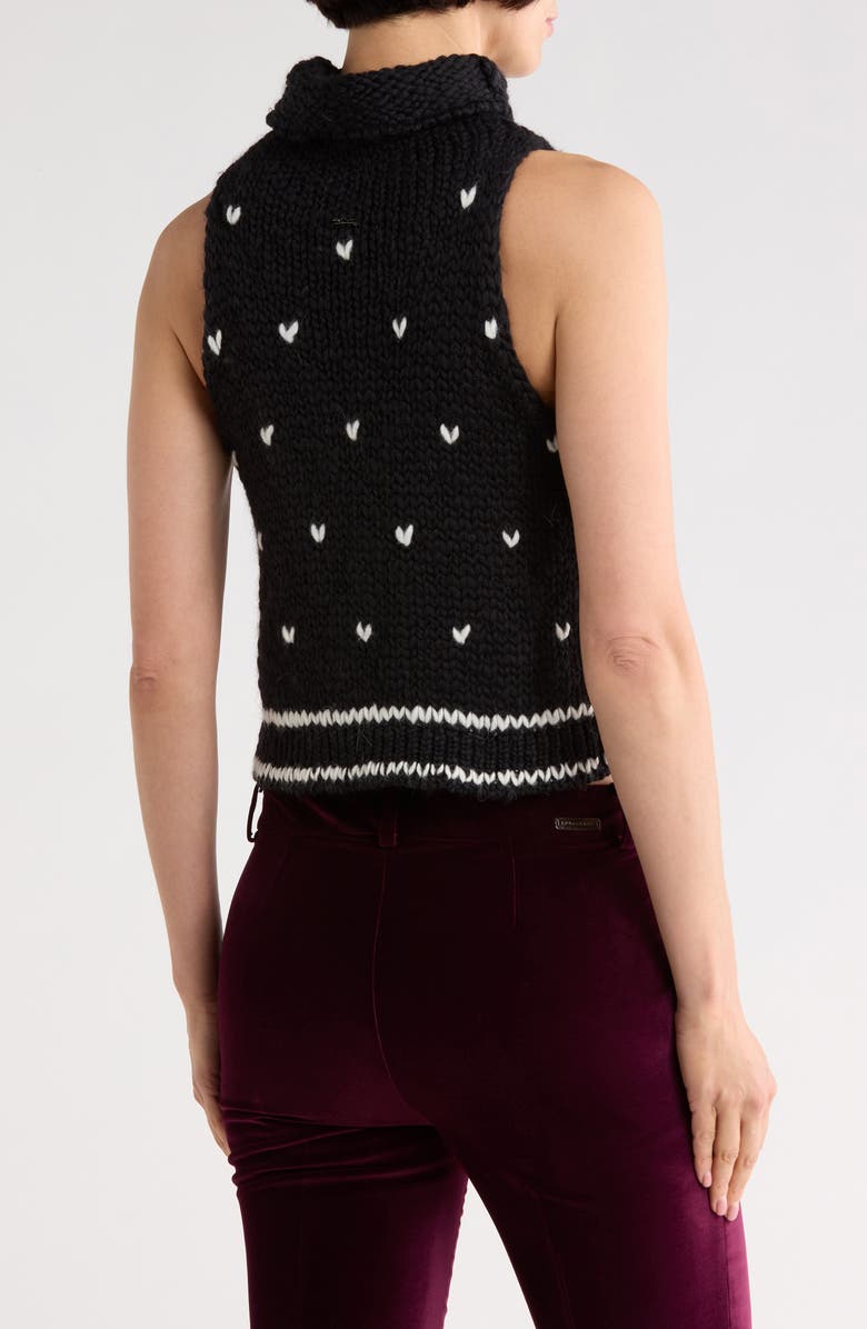 Longchamp Sleeveless Virgin Wool Sweater, Alternate, color, Black/ Ivory