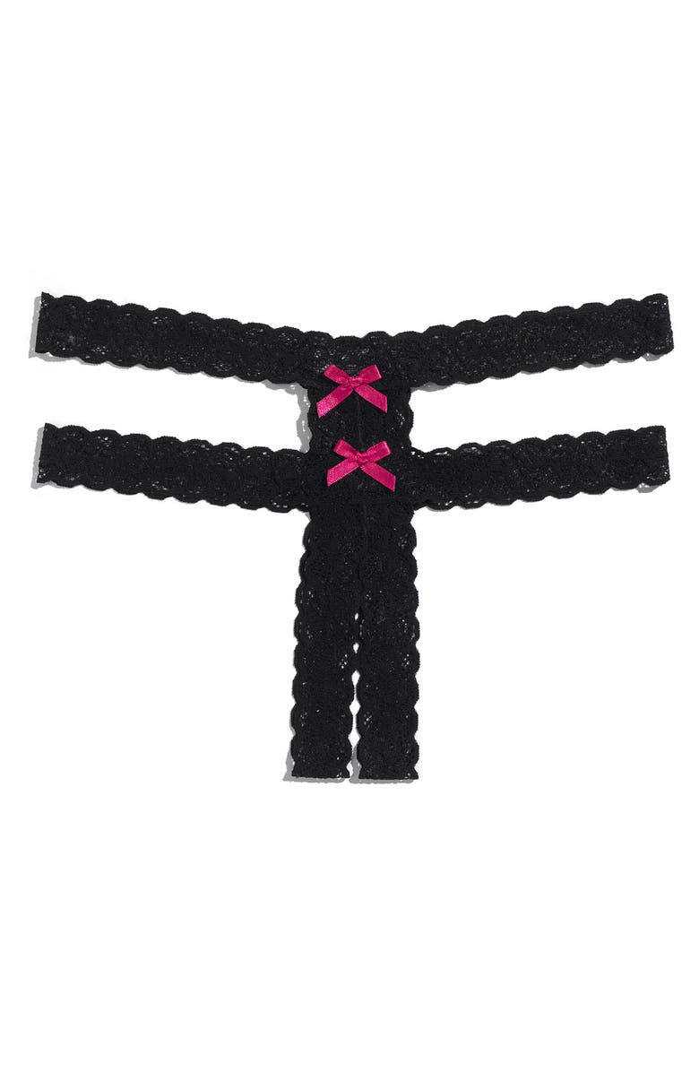 Hanky Panky 'After Midnight' Lace Open Gusset G-String, Main, color, 