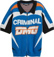 CRIMINAL DAMAGE Racer Knit Zip-Up Cardigan