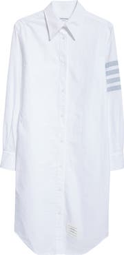 Thom Browne 4-Bar Long Sleeve Cotton Shirtdress