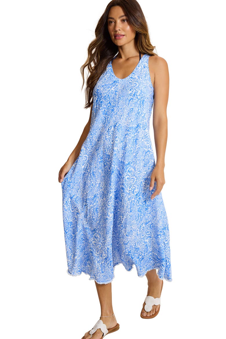 Paisley Daze Bias Cut Linen Blend Coverup, Alternate, color, PARADISO BLU