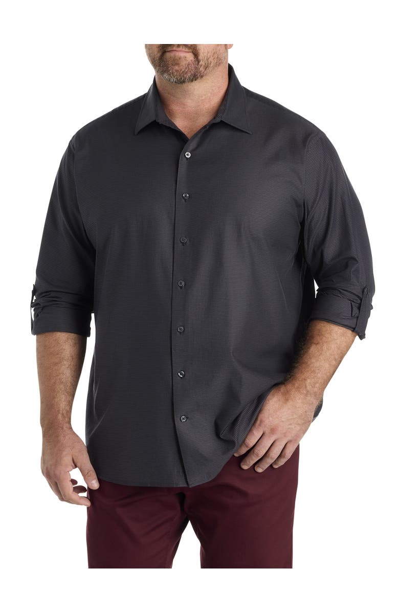 Synrgy by DXL Big & Tall Textured Sport Shirt, Main, color, Black Grey
