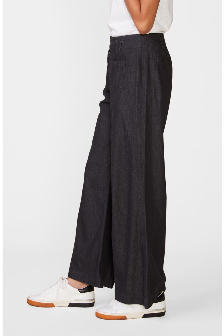 Washed Twill Wide Leg Trousers, Alternate, color, WASHED BLK