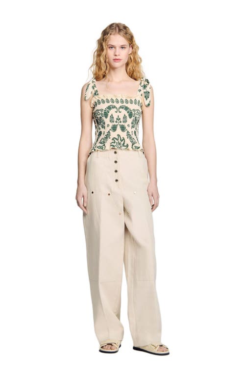 Sandro Floral Motif Smocked Top In Multi