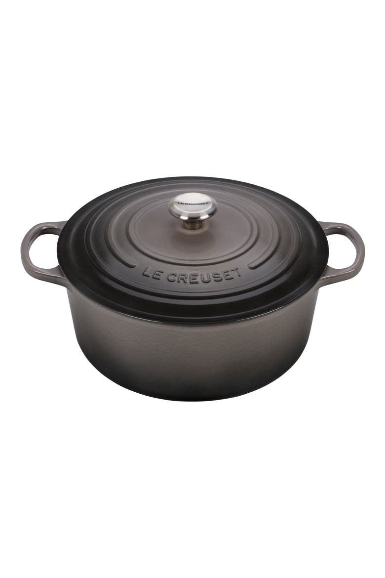 Signature 9-Quart Round Enamel Cast Iron Dutch Oven, Main, color, OYSTER