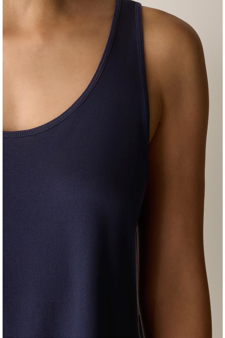Slim Fit Scoop Neck Silk Tank, Alternate, color, INK