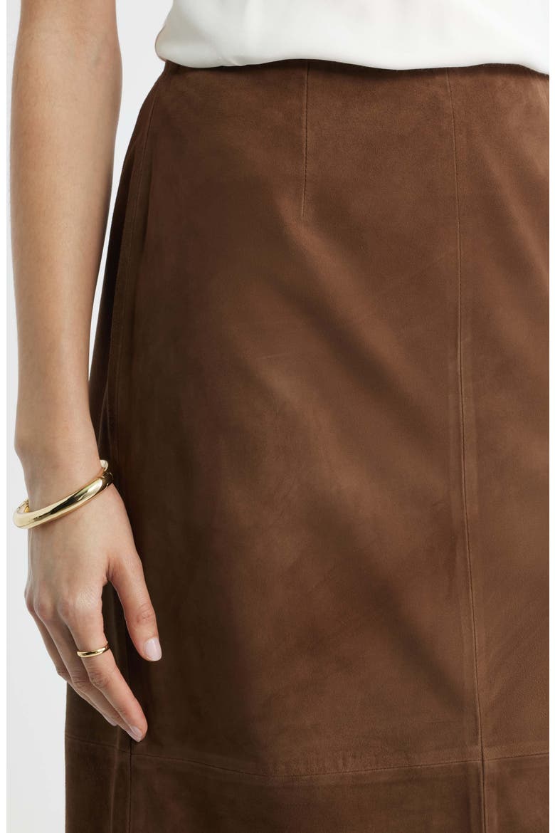 Suede Midi Skirt, Alternate, color, BROWN DRUM
