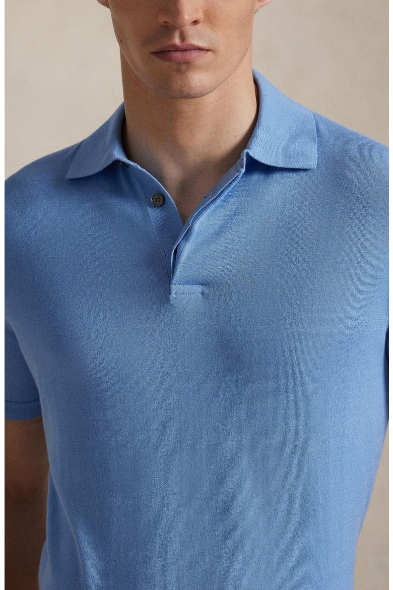 Rib Trim Cotton Polo, Alternate, color, SKY BLUE