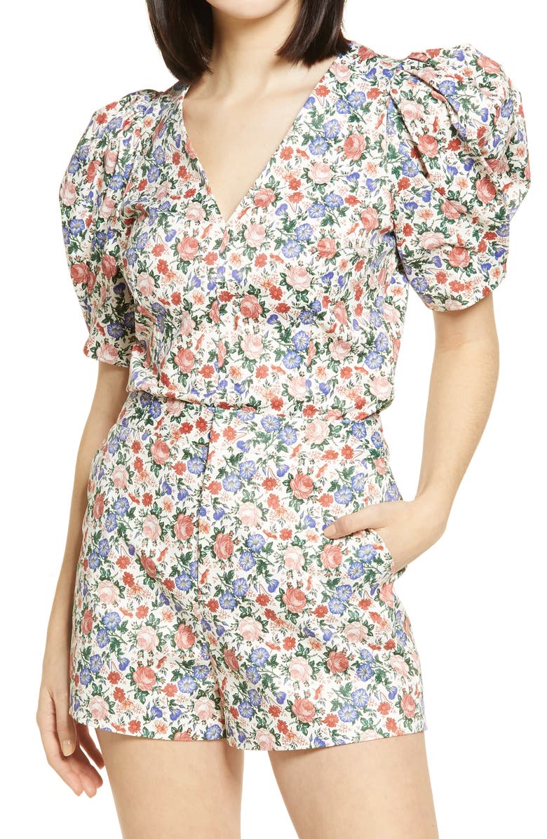 Endless Rose Floral Print V-Neck Top, Main, color, 