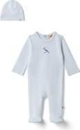 Bebe Bella Checkered Bird Applique Romper with Hat