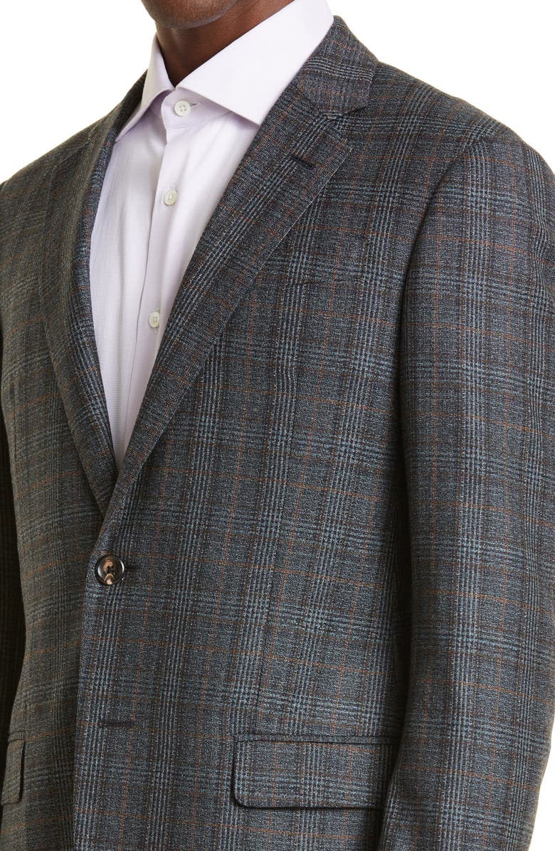 Emporio Armani G Line Plaid Super 130s Wool Sport Coat, Alternate, color, 