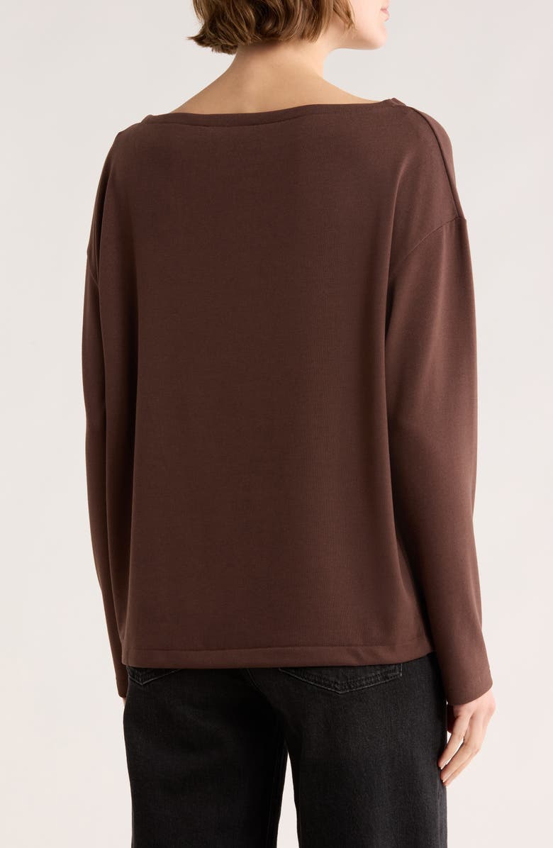 AllSaints Rita Boat Neck Long Sleeve Top, Alternate, color, Bitter Brown