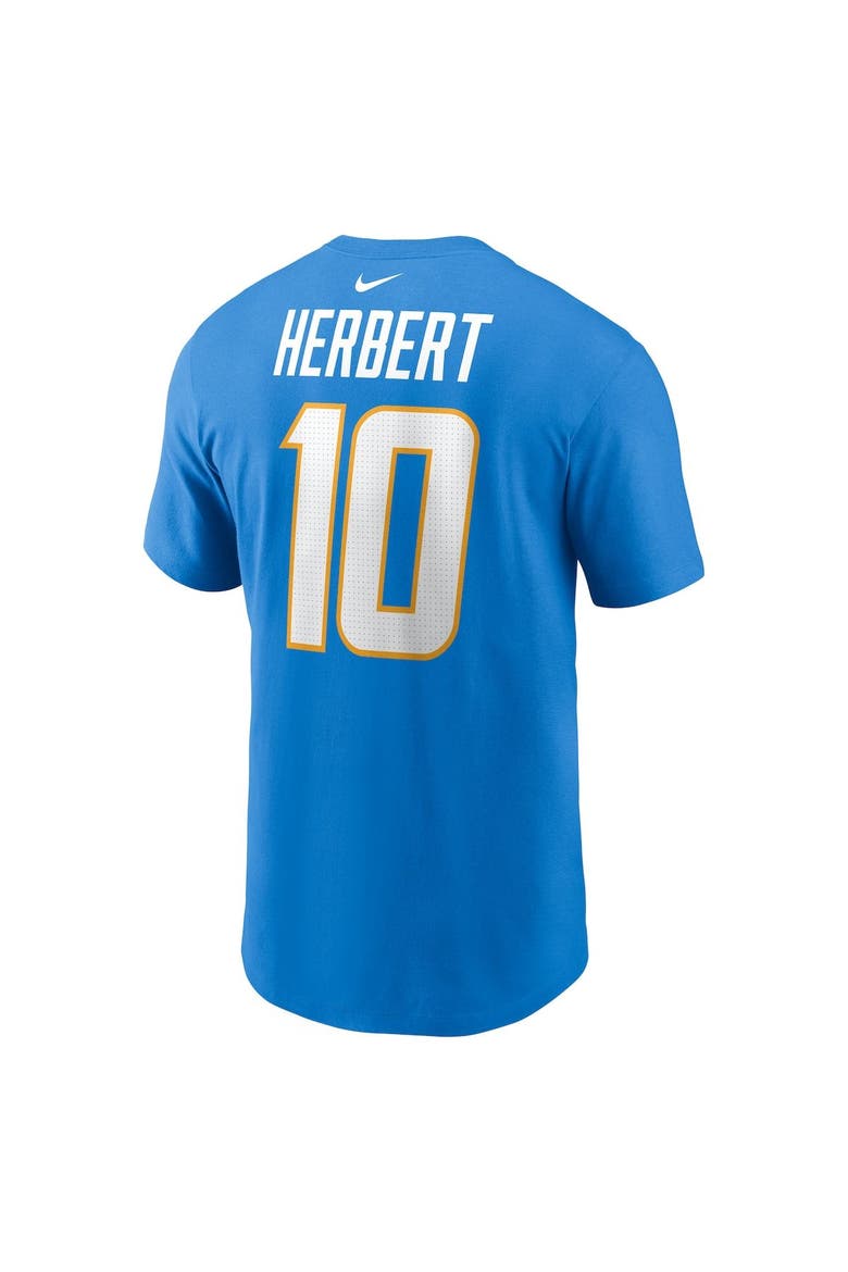 Men's Nike Justin Herbert Powder Blue Los Angeles Chargers Player Name & Number T-Shirt, Alternate, color, Powder Blue
