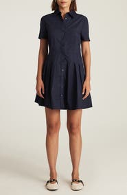 Mavi Jeans Pleated Cotton Mini Shirtdress