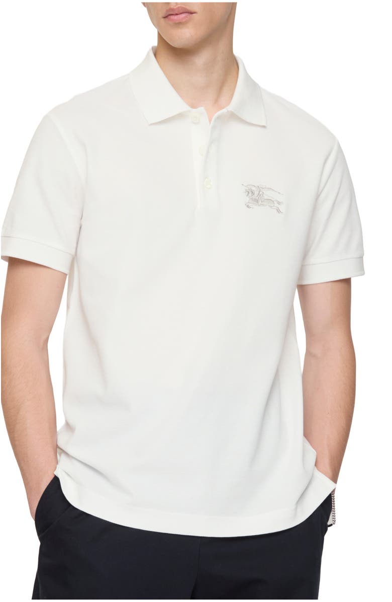Burberry Metallic EKD Cotton Polo Shirt, Main, color, Chalk White