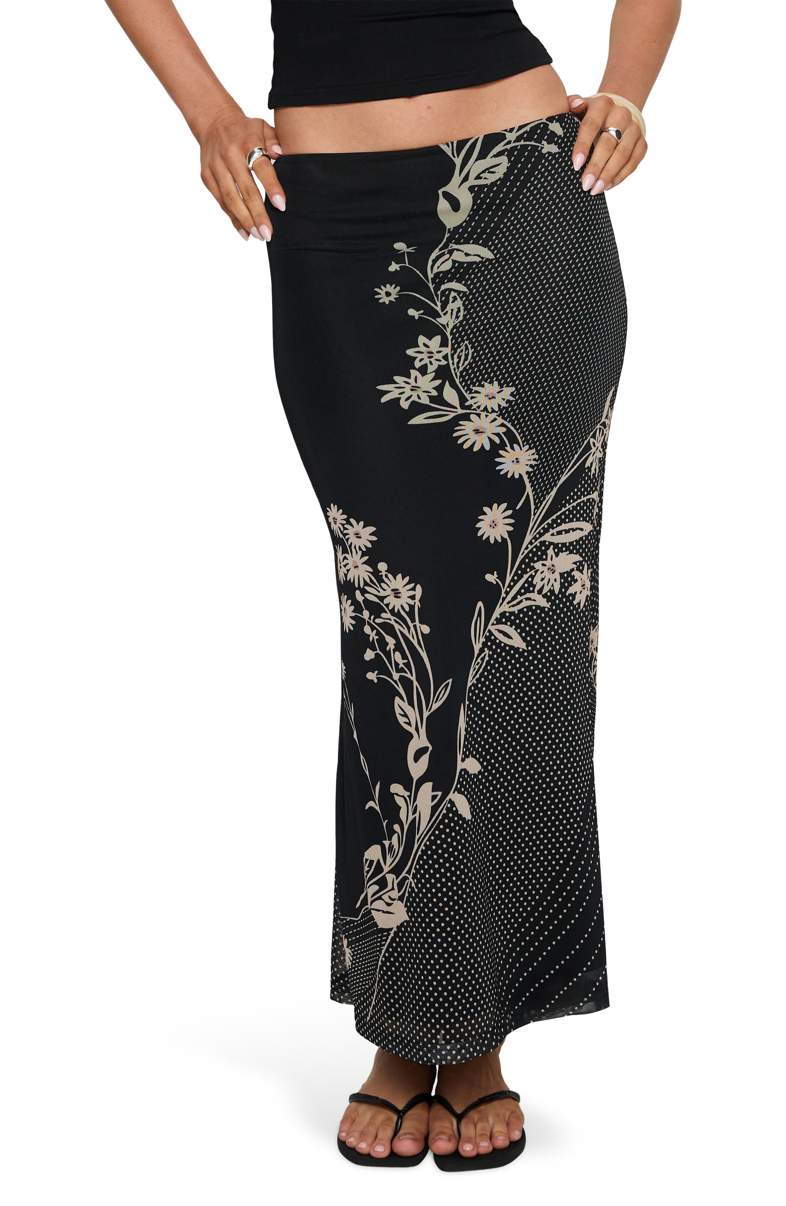 Dreamers Floral Mesh Maxi Skirt