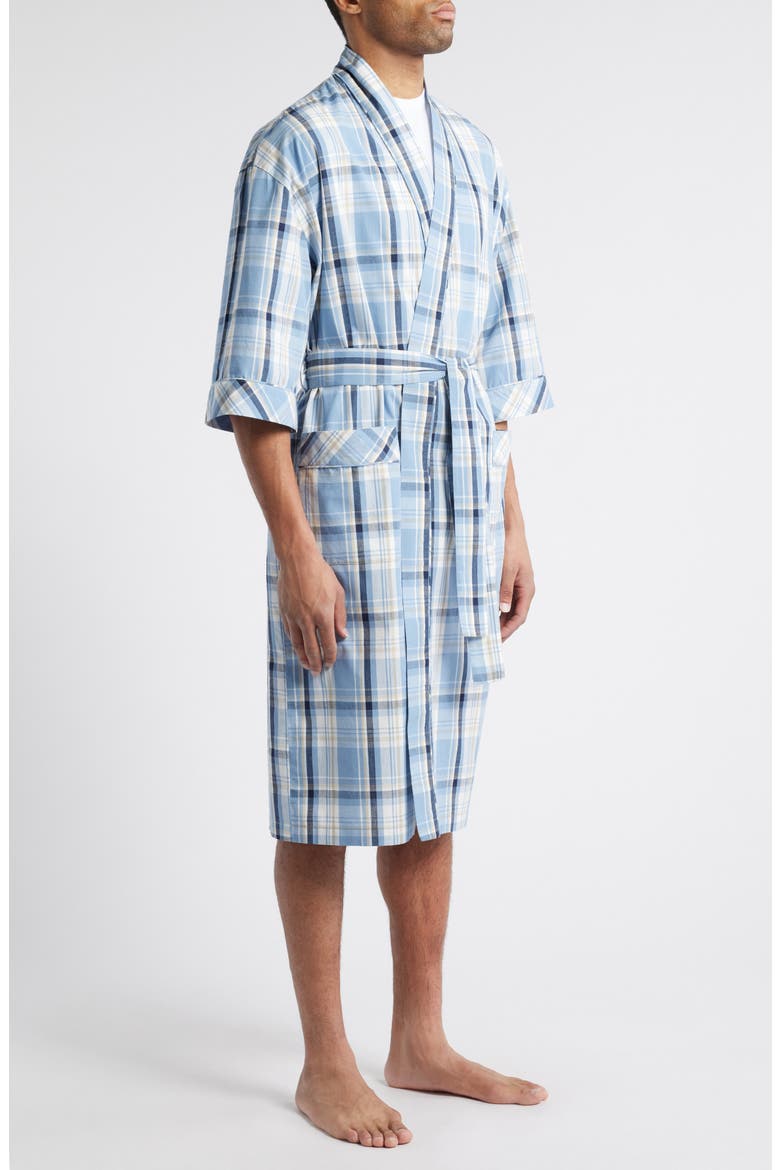 Plaid Cotton Oxford Cloth Robe, Alternate, color, CHAMBRAY