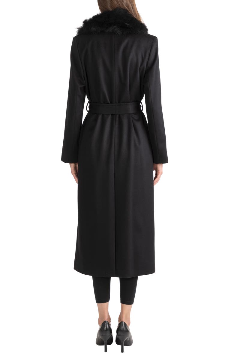 Sofia Cashmere Wool & Cashmere Longline Coat with Genuine Shearling Trim, Alternate, color, 