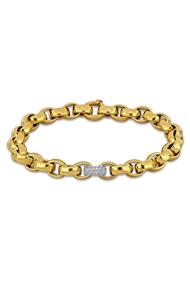 Diamond Rolo Link Chain Bracelet 14k, Main, color, 14k Gold