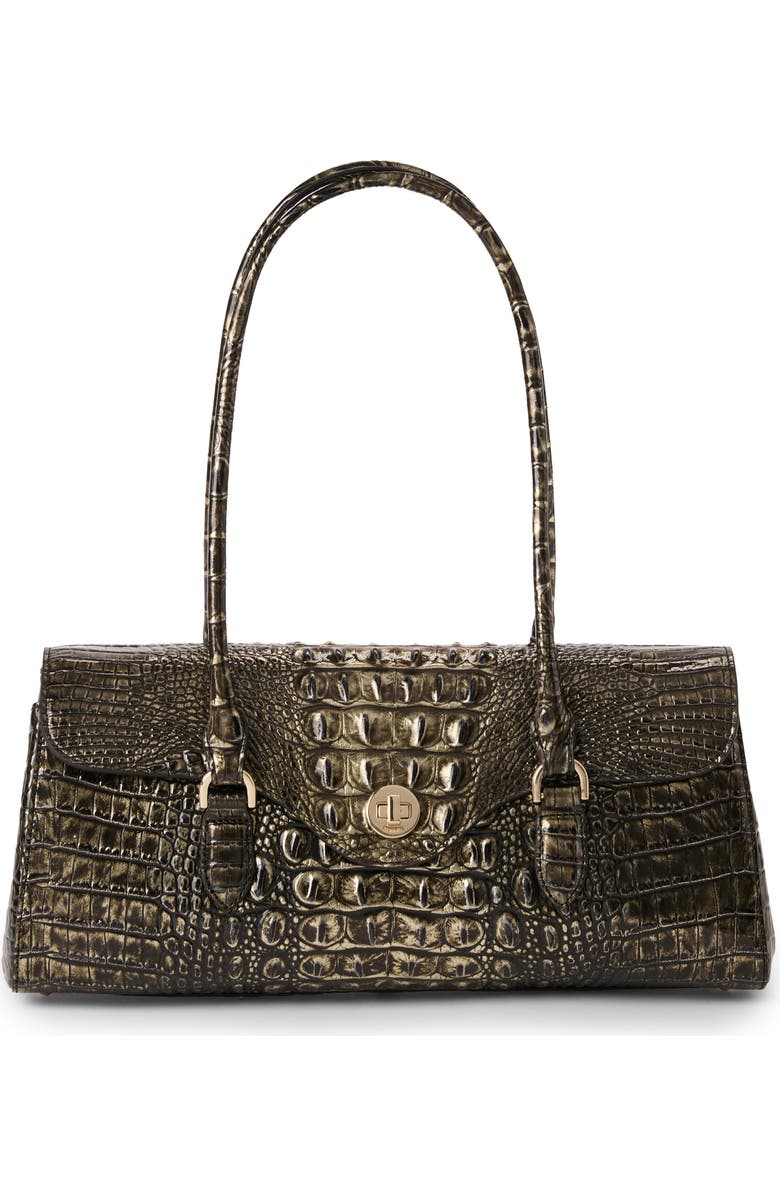 Brahmin Dayan Croc Embossed Leather Satchel, Main, color,