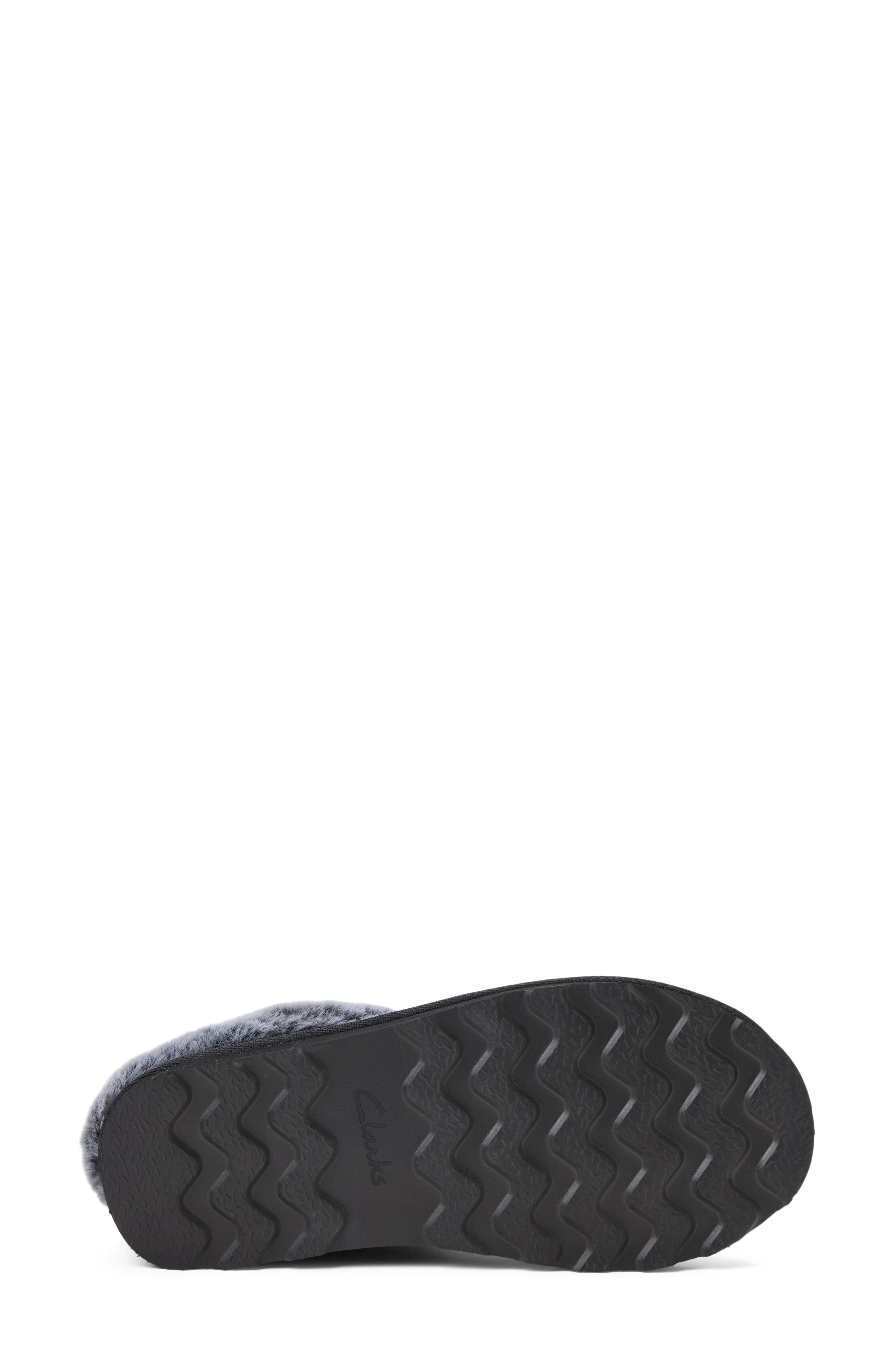Suede Faux Fur Lined Clog, Alternate, color, BLACK