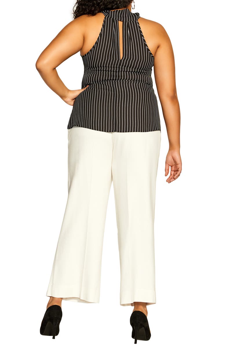 City Chic Mia Stripe Tie Neck Top, Alternate, color, 