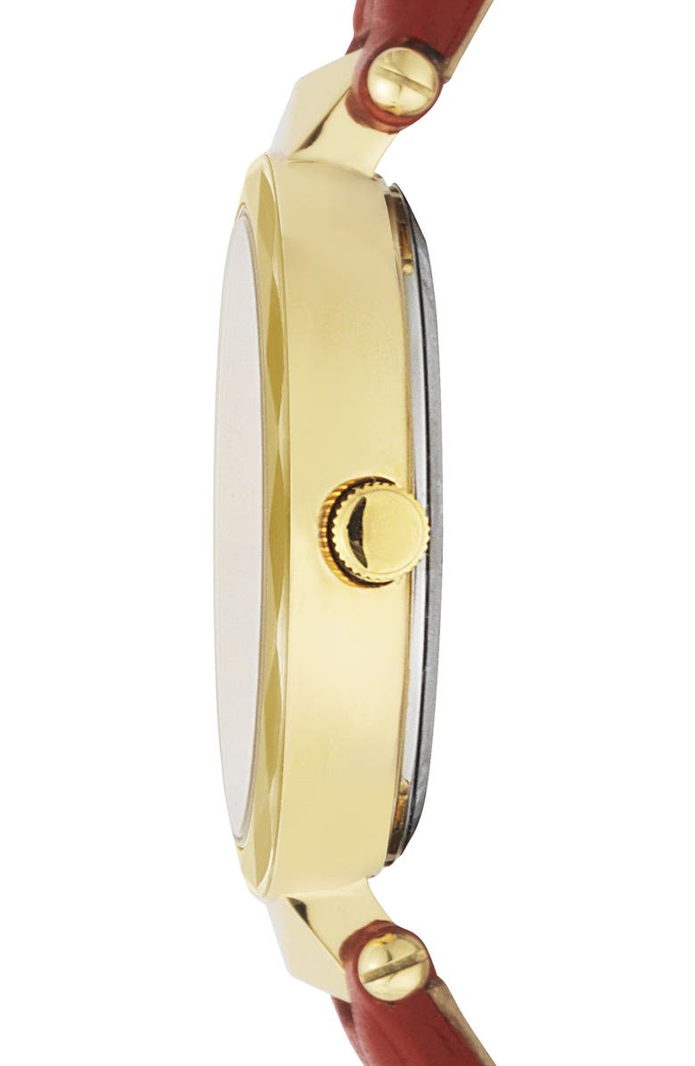 VERSUS Versace Covent Garden St. Valentine Leather Strap Watch, 32mm, Alternate, color, Red/ Gold