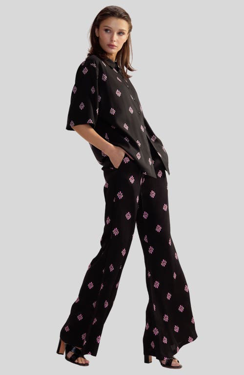 Cynthia Rowley Blake Camp Shirt In Black Multi