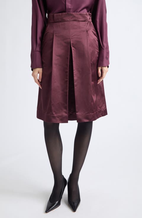 Silk Wide Midi Skirt