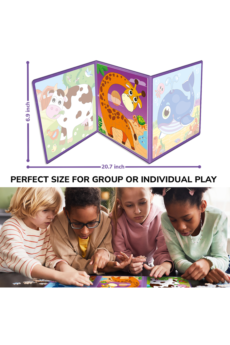 Magnetic Kids Jigsaw Puzzle Set - Animal, Space, Princess, and Math, Alternate, color, 20 pcs Animals