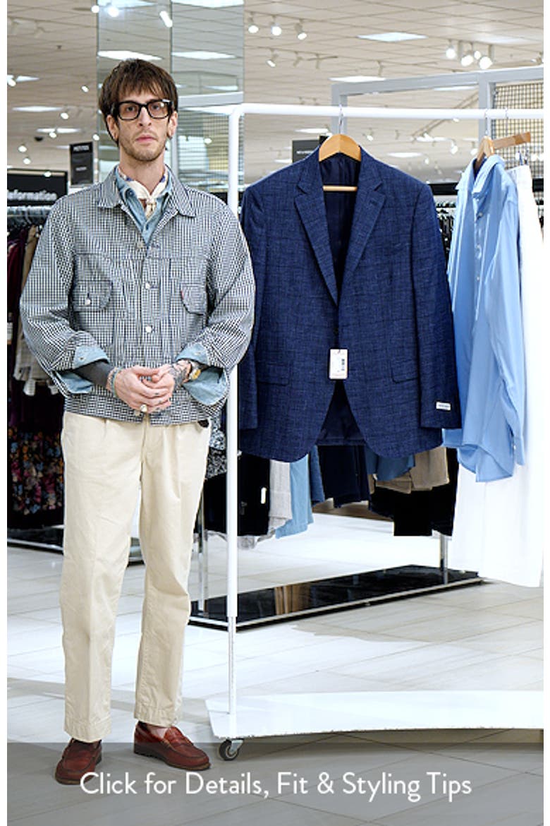 Flynn Classic Fit Navt Glen Plaid Slub Wool Sport Coat video